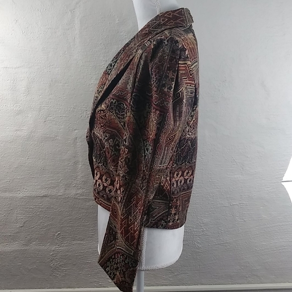 C.C. Magic by Toni Brown Multicolor Shawl Collar Long Sleeve Cropped Blazer - Picture 6 of 13